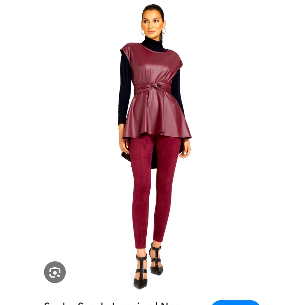 New York & Company Woman’s Scuba Suede Legging , Size Medium, Burgundy Color